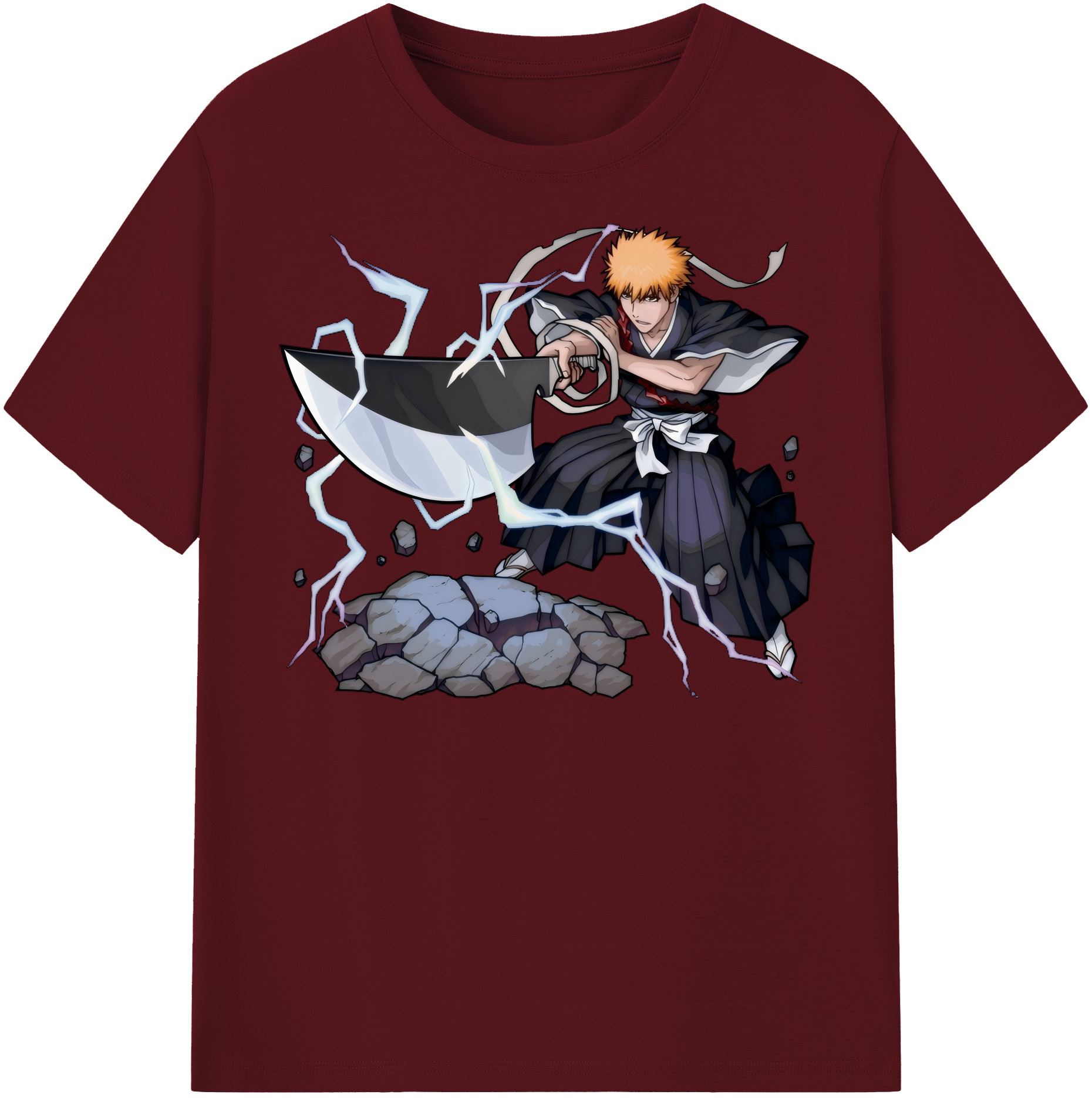 （画像用） ブリーチ 黒崎一護（くろさき いちご）BLEACH Kurosaki Ichigo 綿100％半袖Tシャツ（フロントプリント）